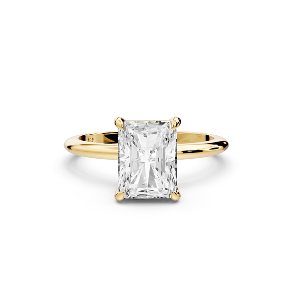 Odessa - 2ct 14k yellow gold radiant Knife Edge Solitaire Engagement Ring