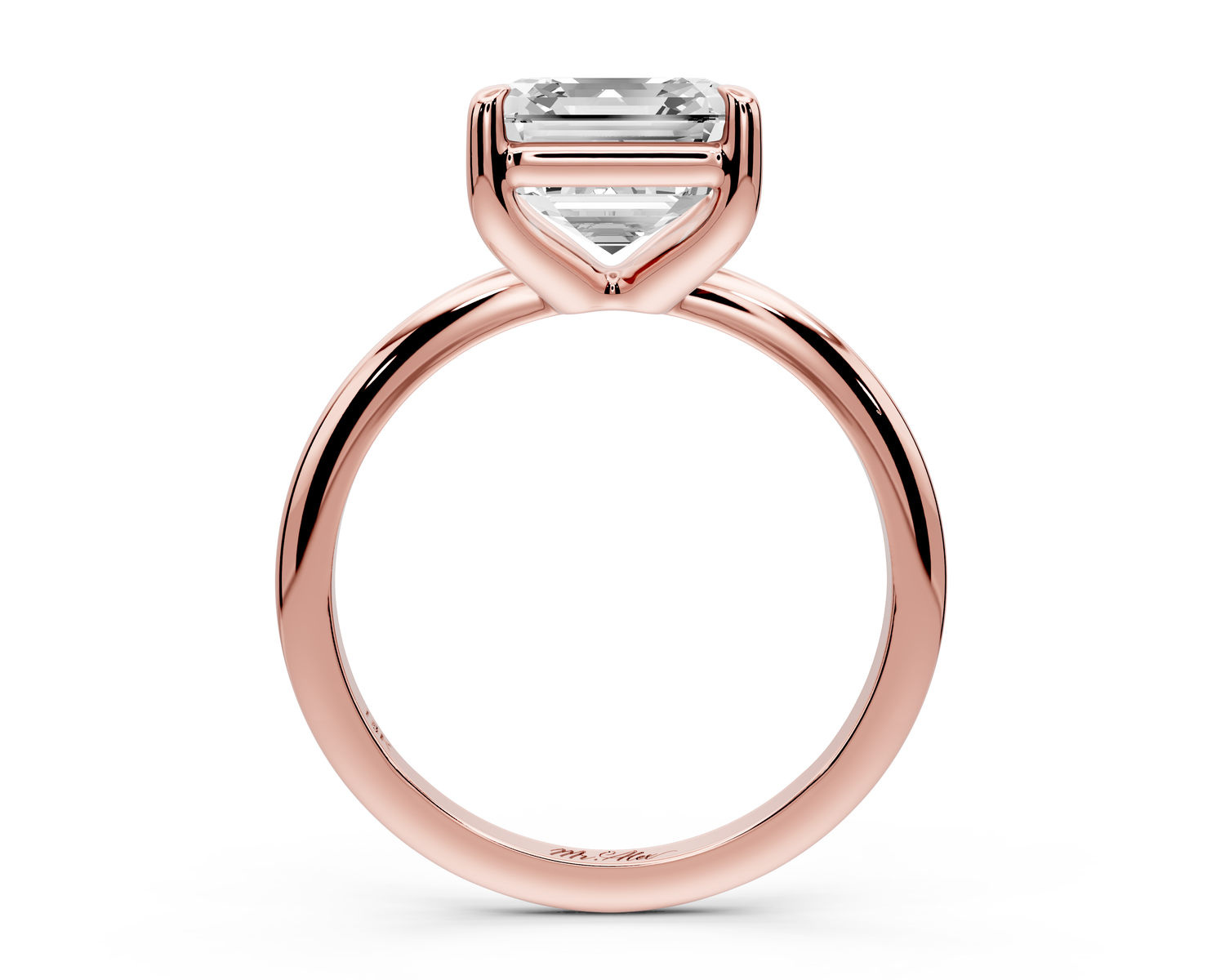 Odessa - 3ct 14k rose gold asscher Knife Edge Solitaire Engagement Ring