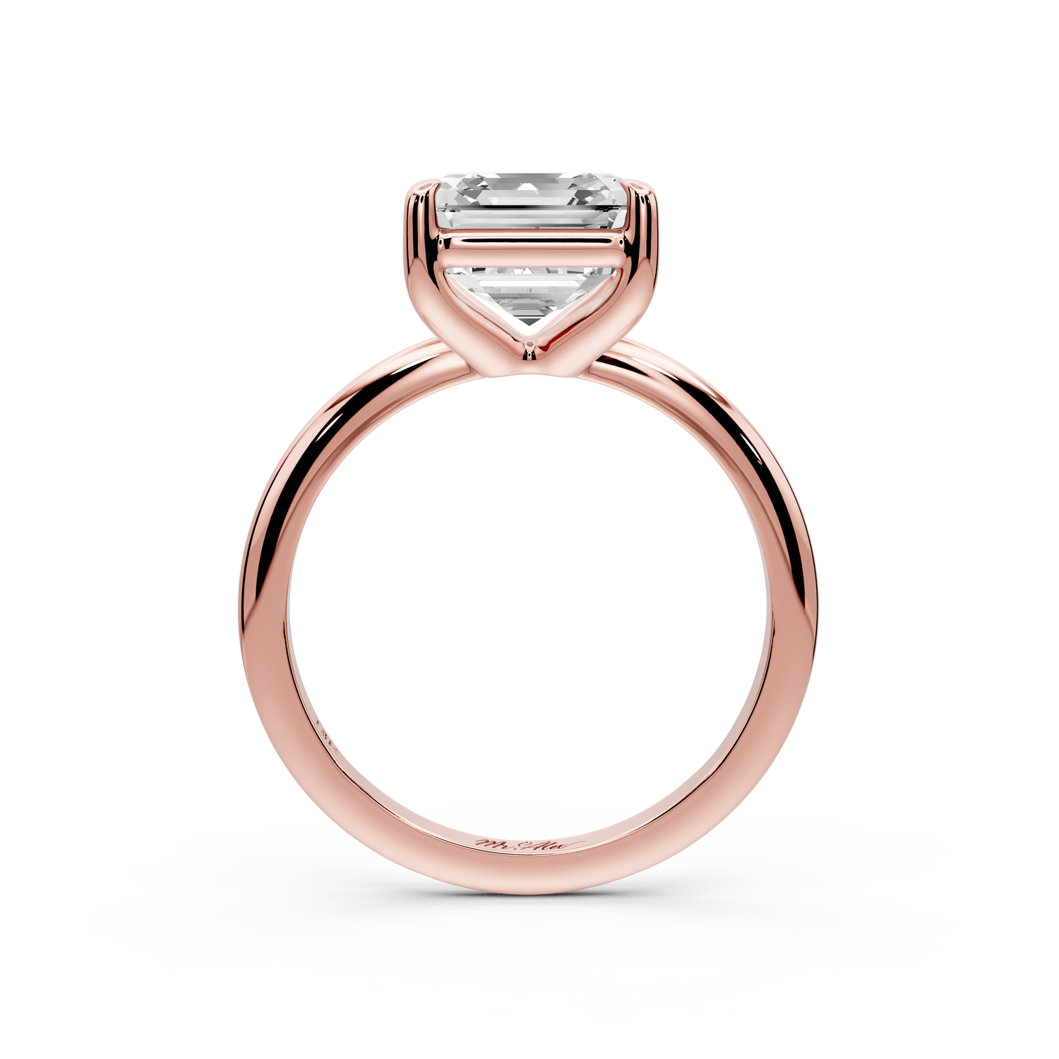 Odessa - 3ct 14k rose gold asscher Knife Edge Solitaire Engagement Ring