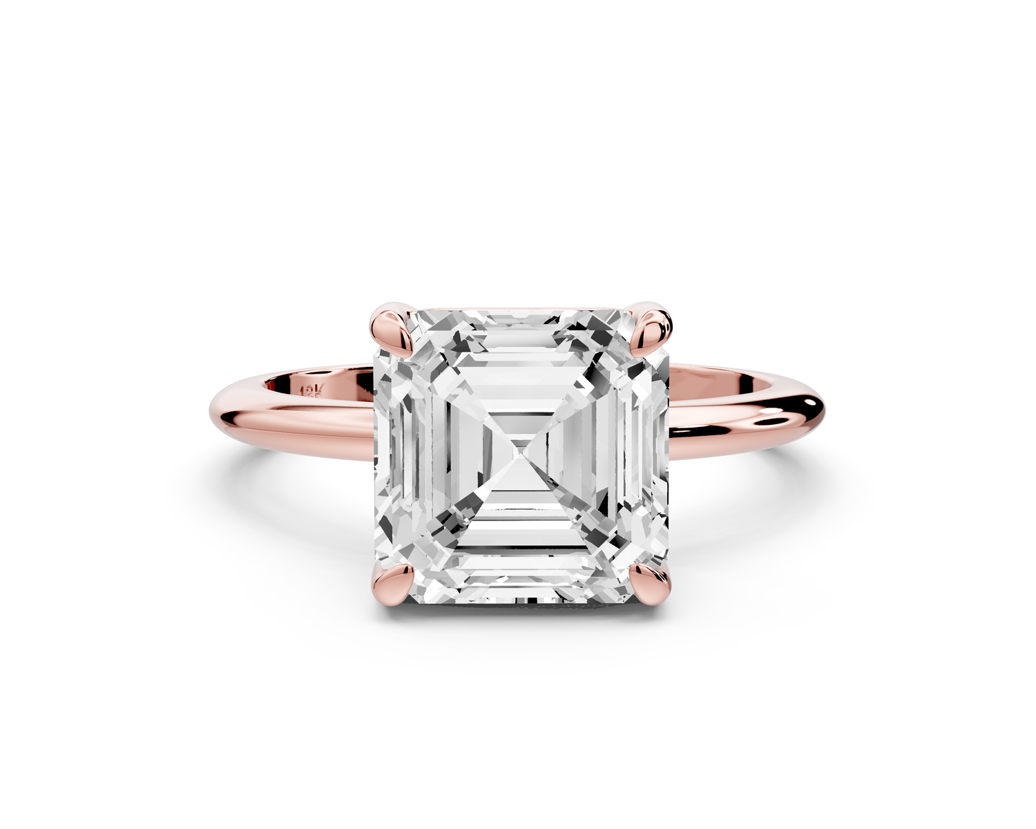Odessa - 3ct 14k rose gold asscher Knife Edge Solitaire Engagement Ring