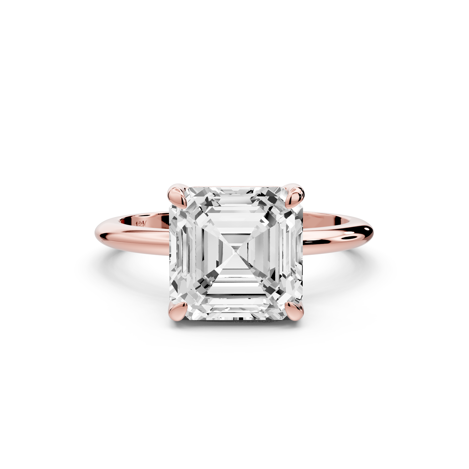Odessa - 3ct 14k rose gold asscher Knife Edge Solitaire Engagement Ring