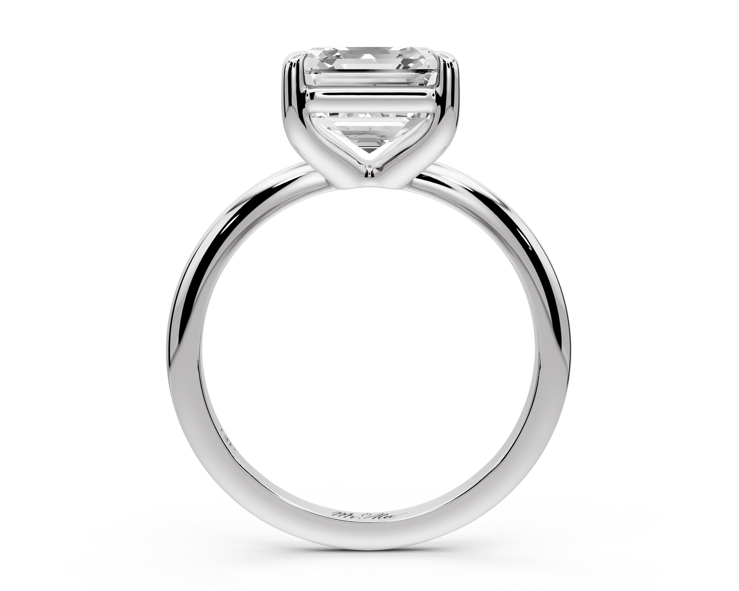 Odessa - 3ct 14k white gold asscher Knife Edge Solitaire Engagement Ring