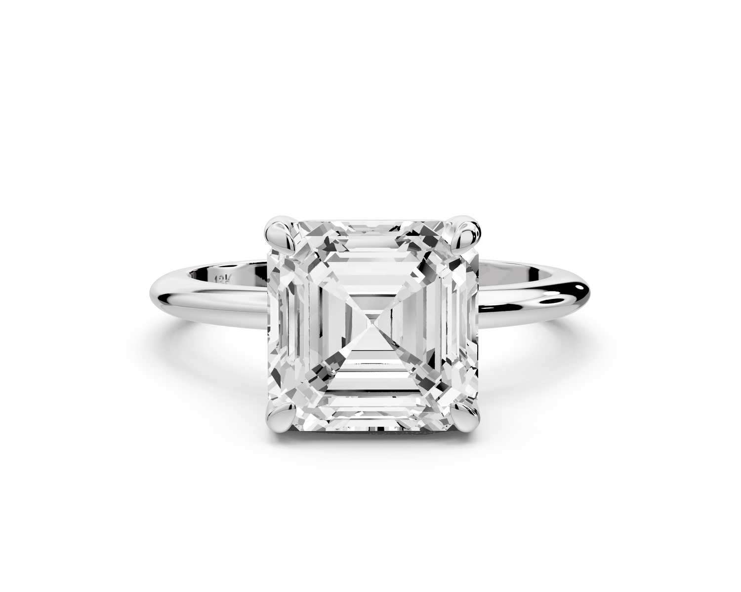 Odessa - 3ct 14k white gold asscher Knife Edge Solitaire Engagement Ring