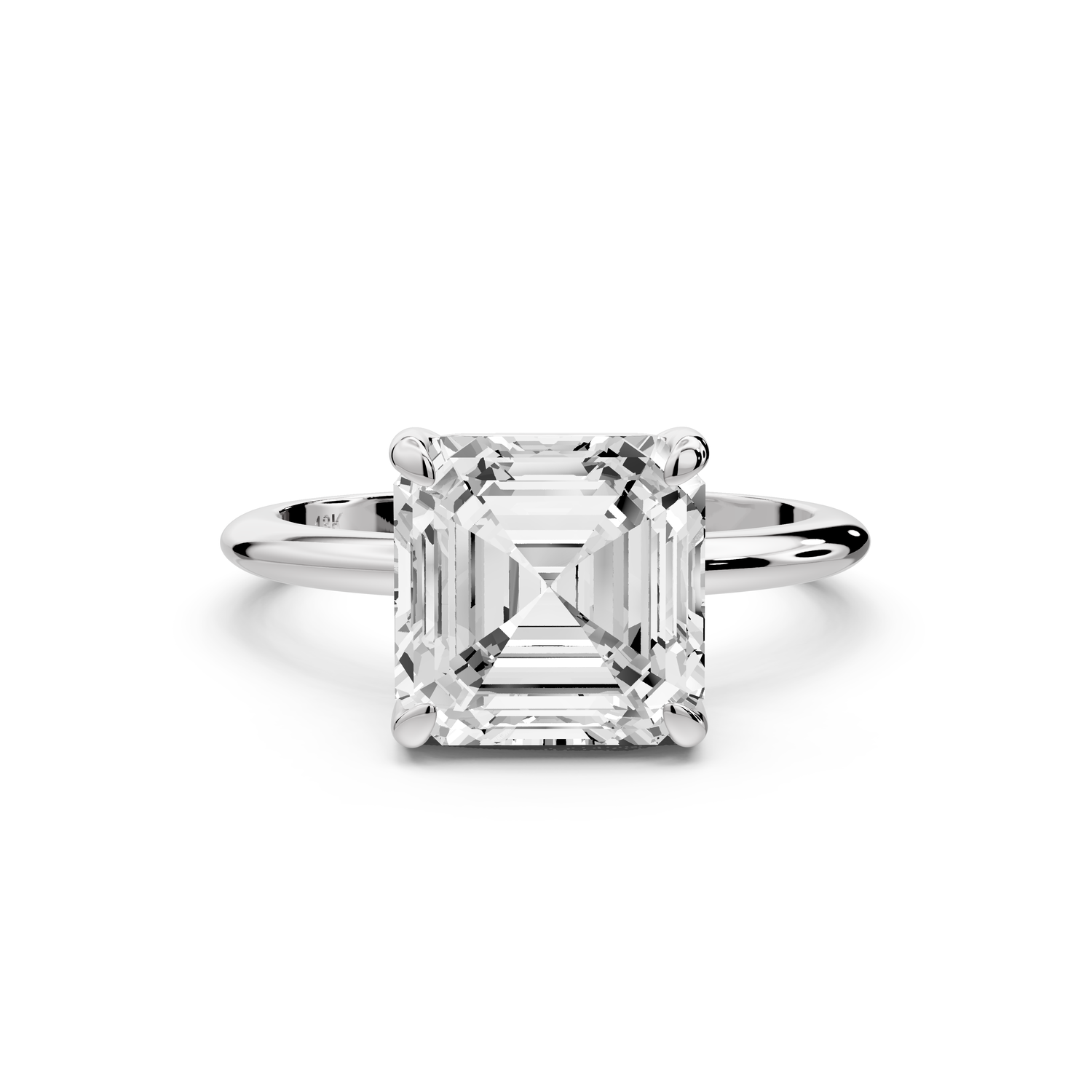 Odessa - 3ct 14k white gold asscher Knife Edge Solitaire Engagement Ring