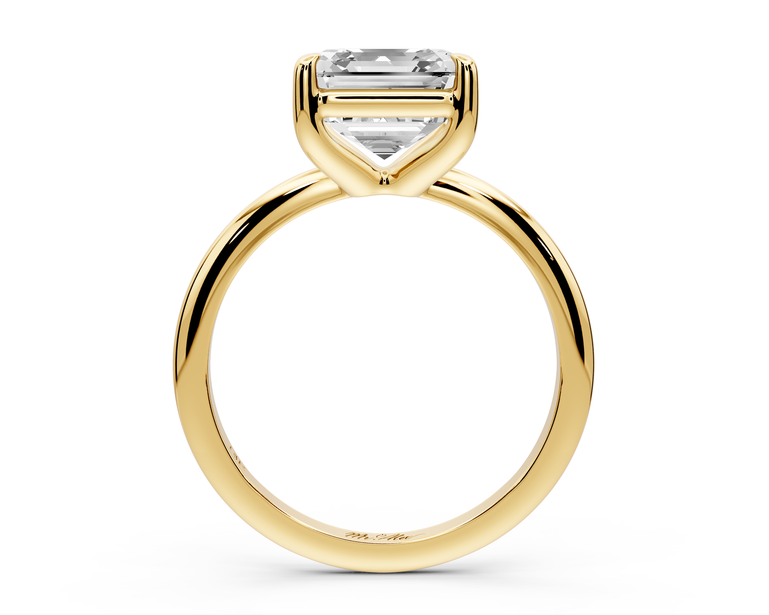 Odessa - 3ct 14k yellow gold asscher Knife Edge Solitaire Engagement Ring