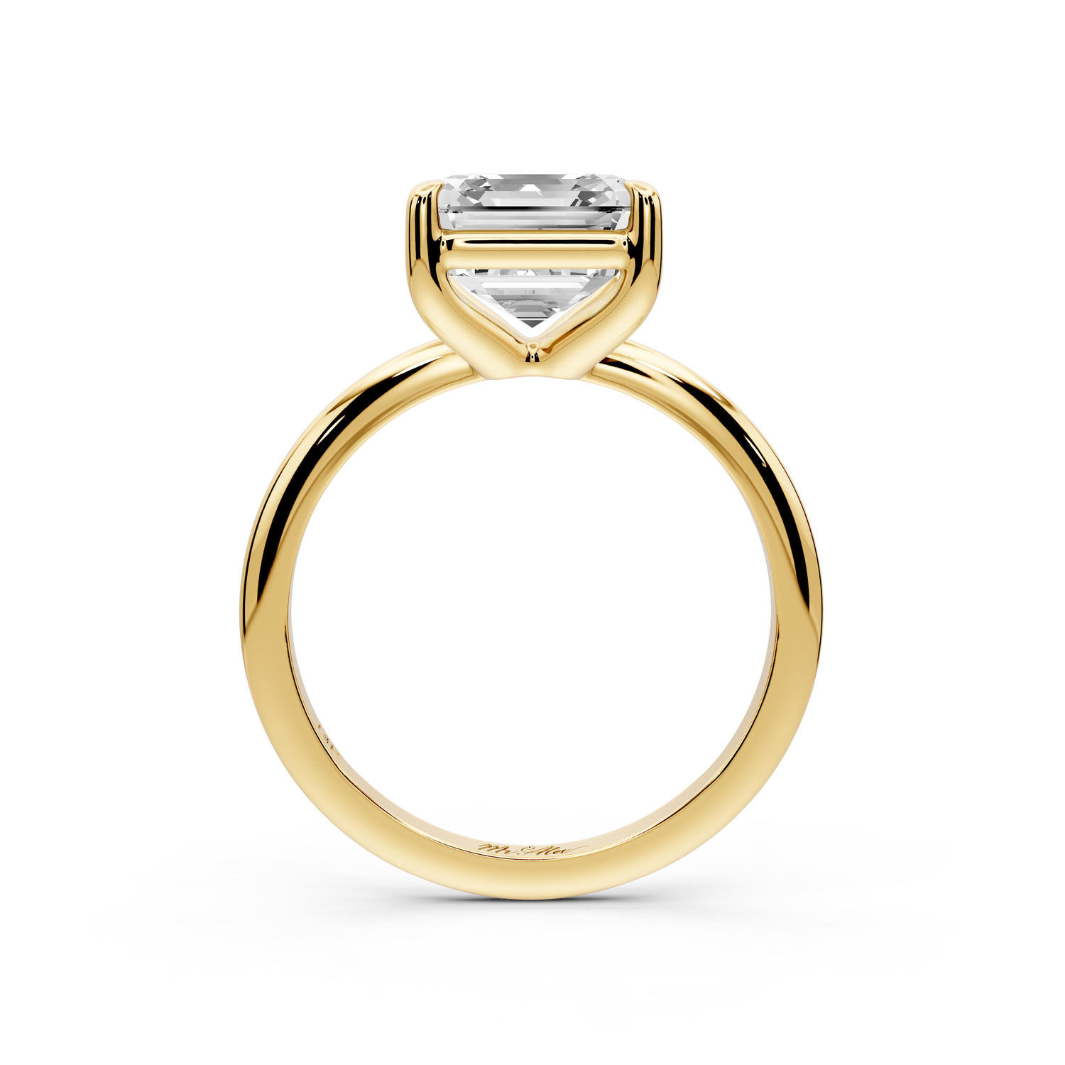 Odessa - 3ct 14k yellow gold asscher Knife Edge Solitaire Engagement Ring