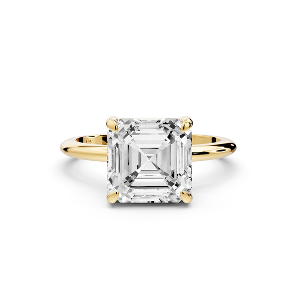 Odessa - 3ct 14k yellow gold asscher Knife Edge Solitaire Engagement Ring