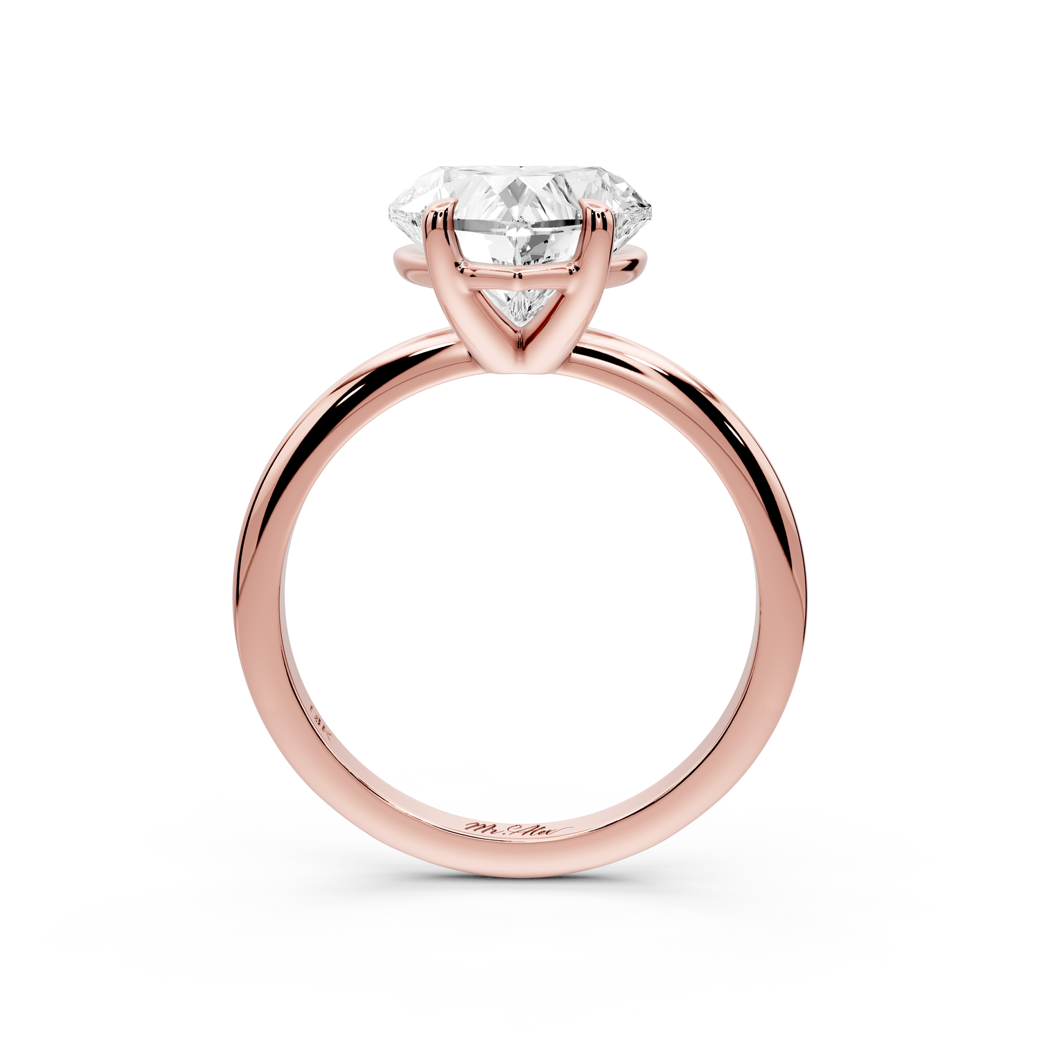 Odessa - 3ct 14k rose gold heart Knife Edge Solitaire Engagement Ring