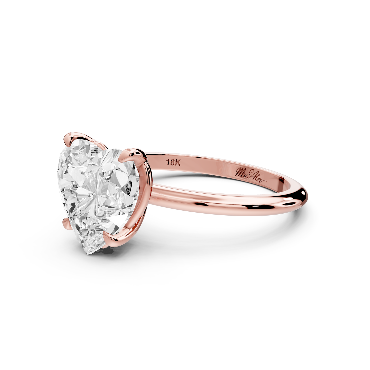 Odessa - 3ct 14k rose gold heart Knife Edge Solitaire Engagement Ring