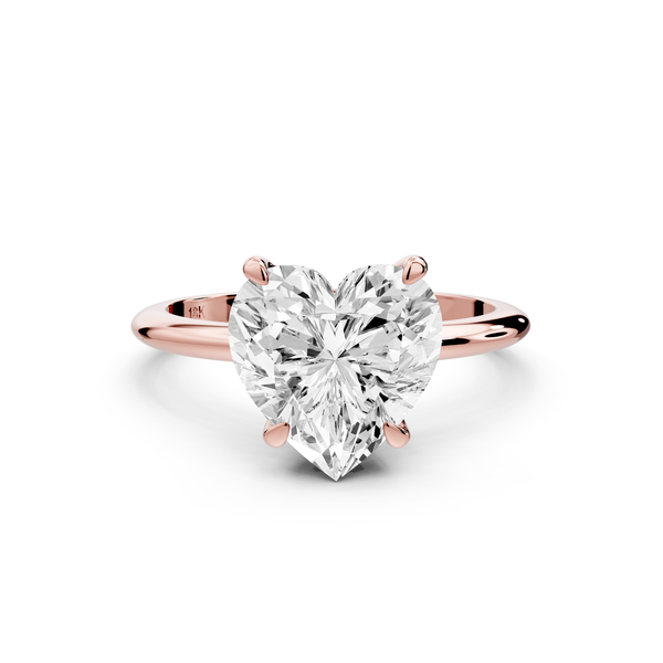 Odessa - 3ct 14k rose gold heart Knife Edge Solitaire Engagement Ring
