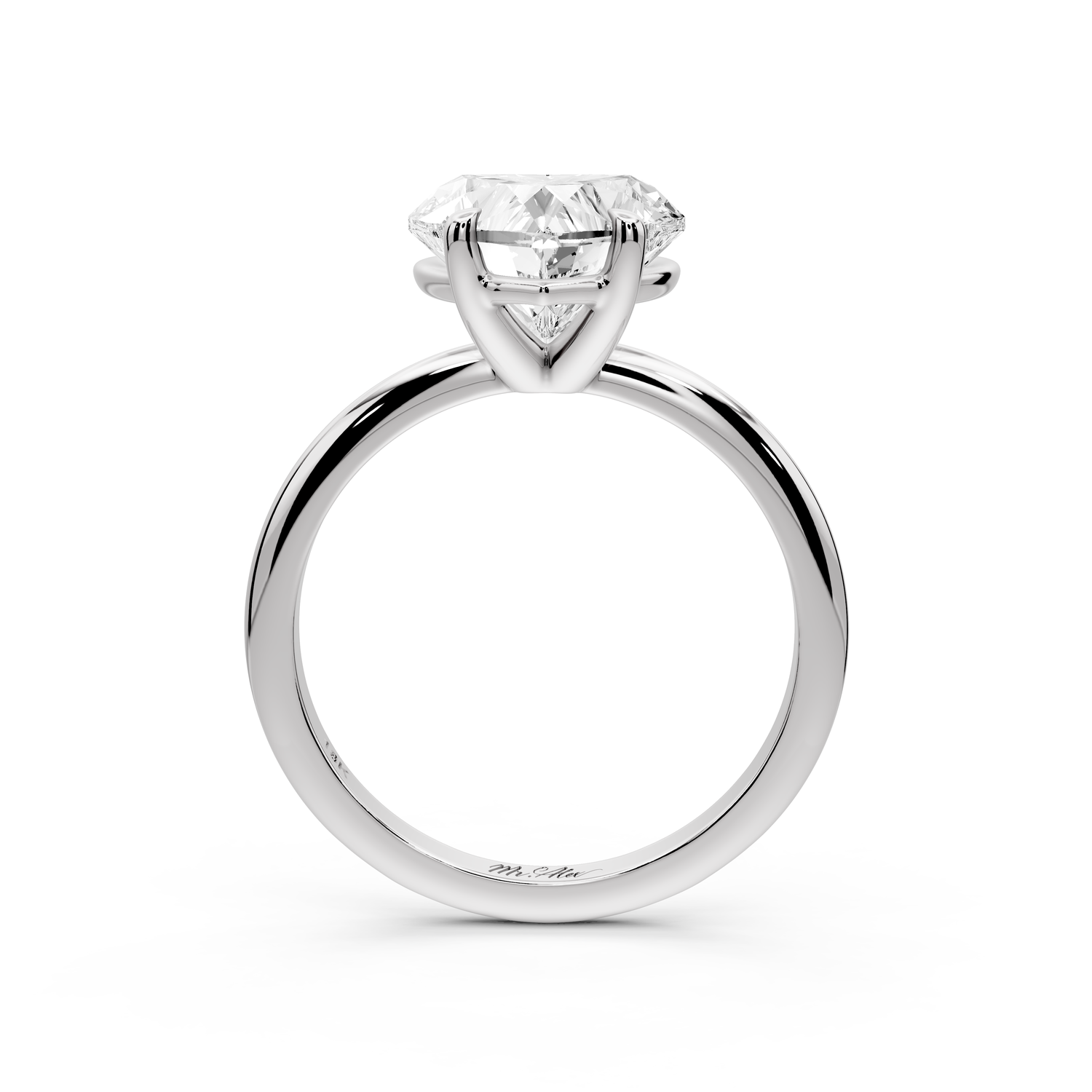 Odessa - 3ct 14k white gold heart Knife Edge Solitaire Engagement Ring