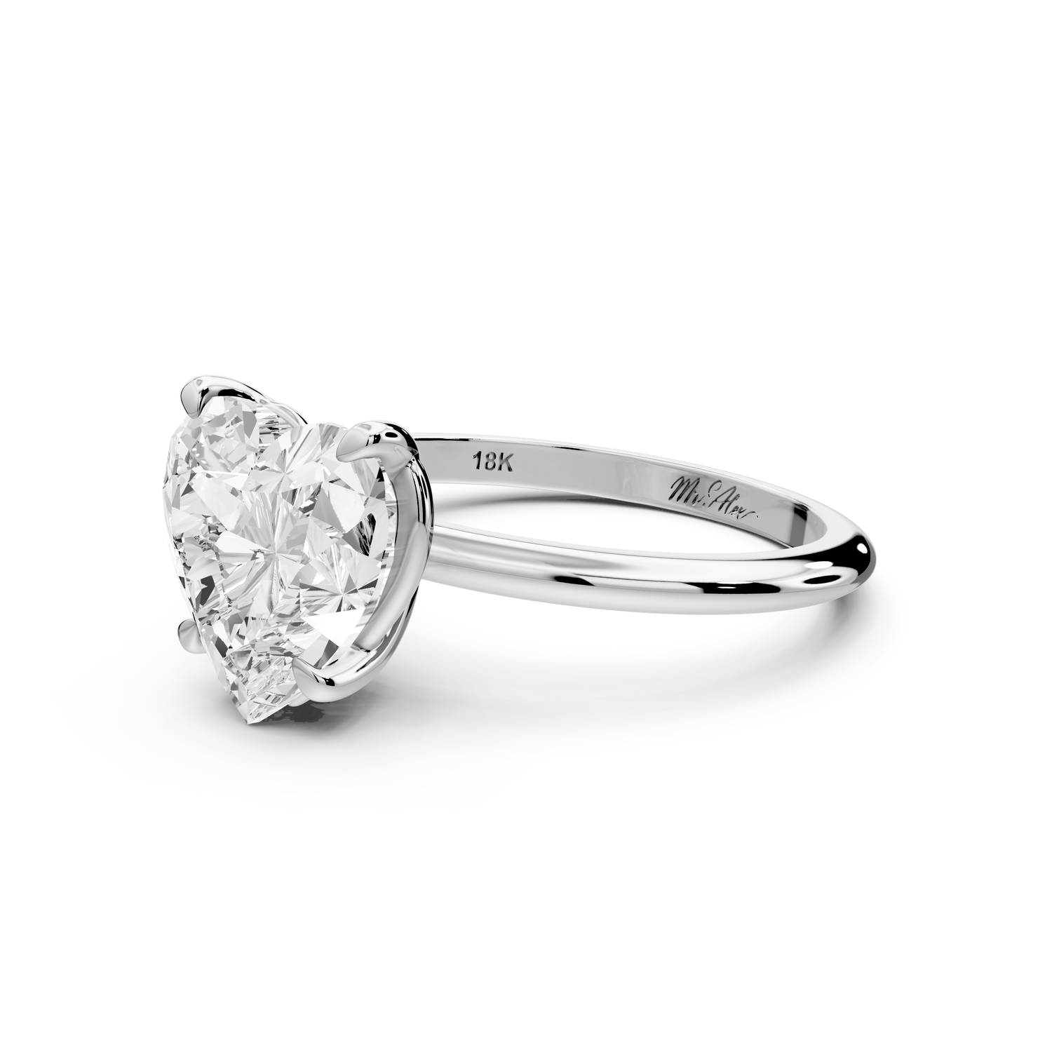 Odessa - 3ct 14k white gold heart Knife Edge Solitaire Engagement Ring