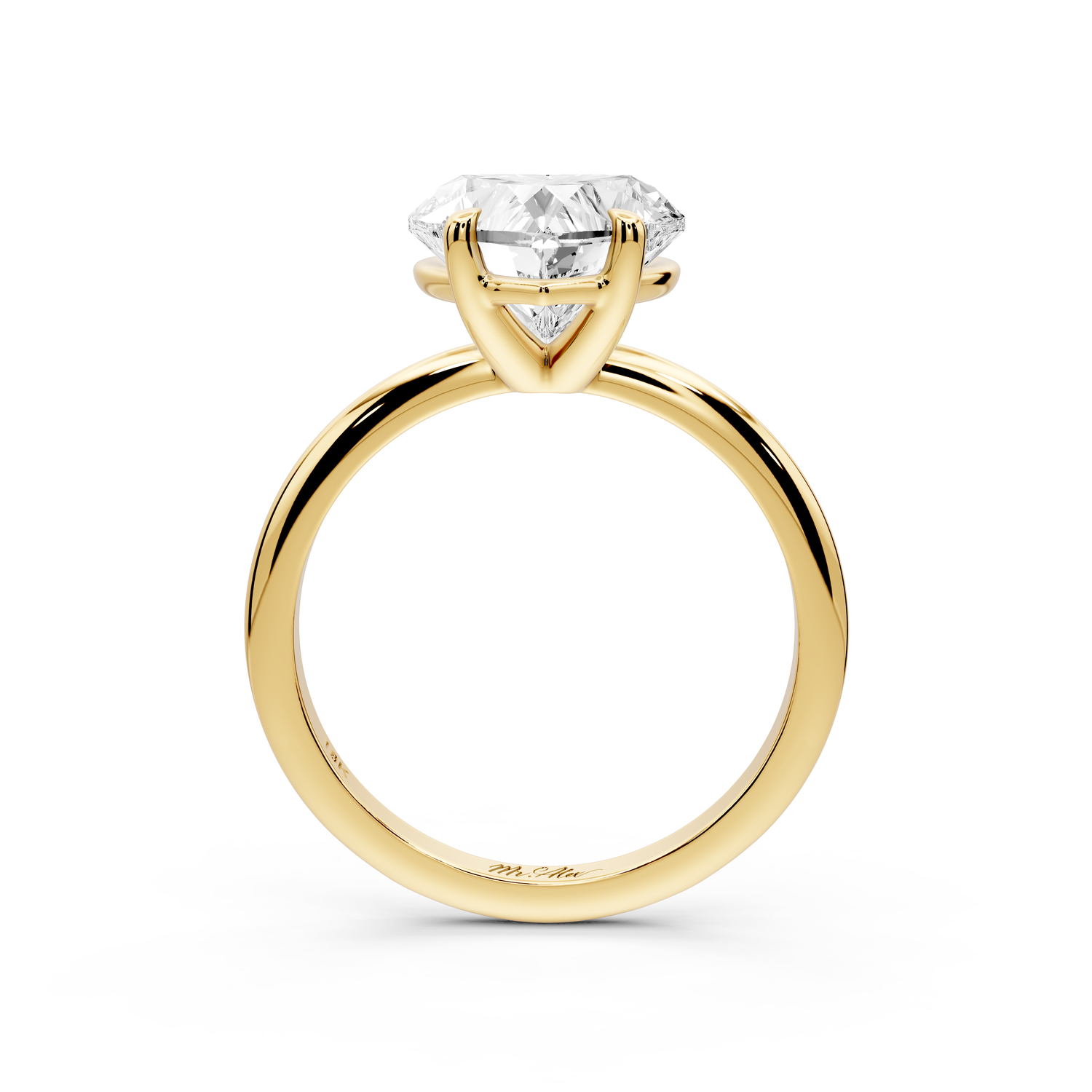 Odessa - 3ct 14k yellow gold heart Knife Edge Solitaire Engagement Ring