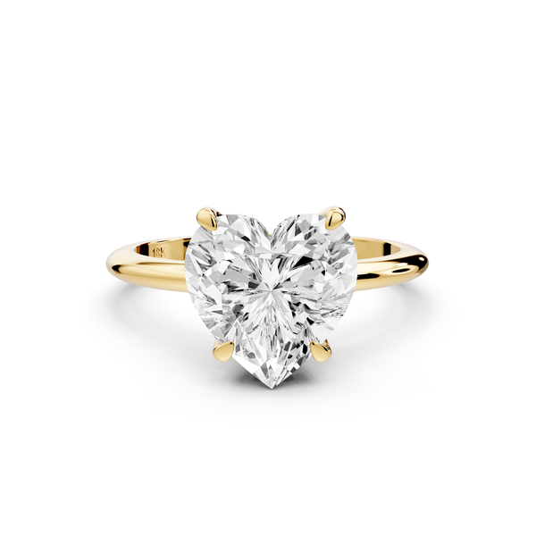 Odessa - 3ct 14k yellow gold heart Knife Edge Solitaire Engagement Ring