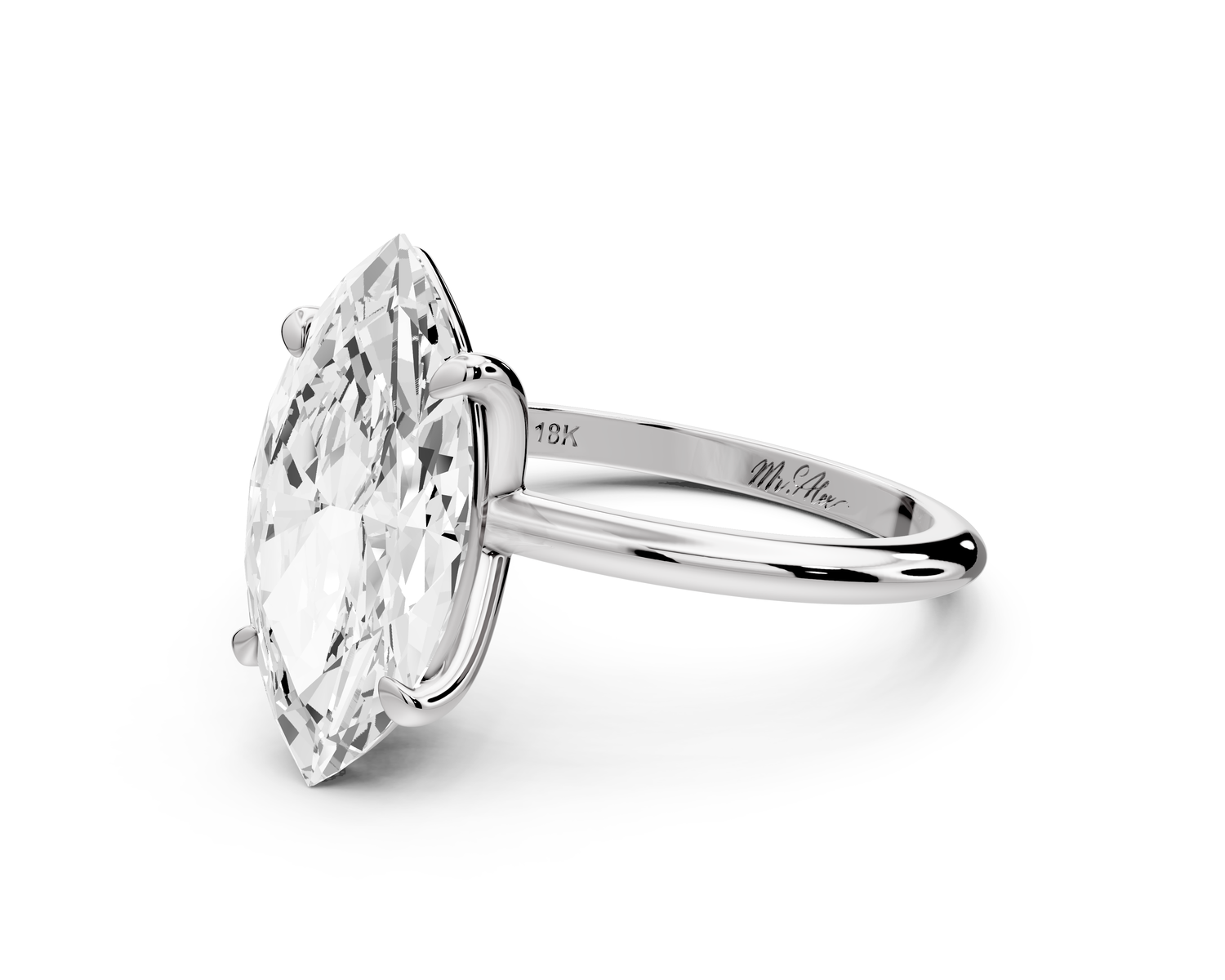 Odessa - 3ct 14k white gold marquise Knife Edge Solitaire Engagement Ring