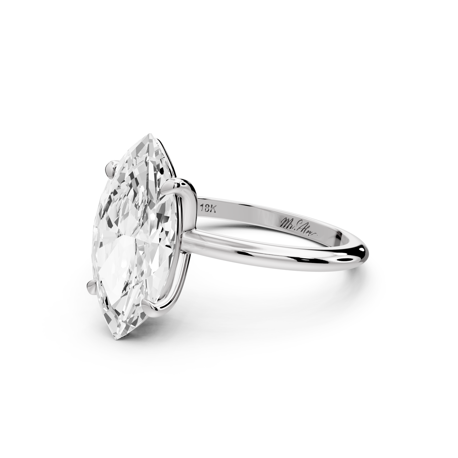 Odessa - 3ct 14k white gold marquise Knife Edge Solitaire Engagement Ring