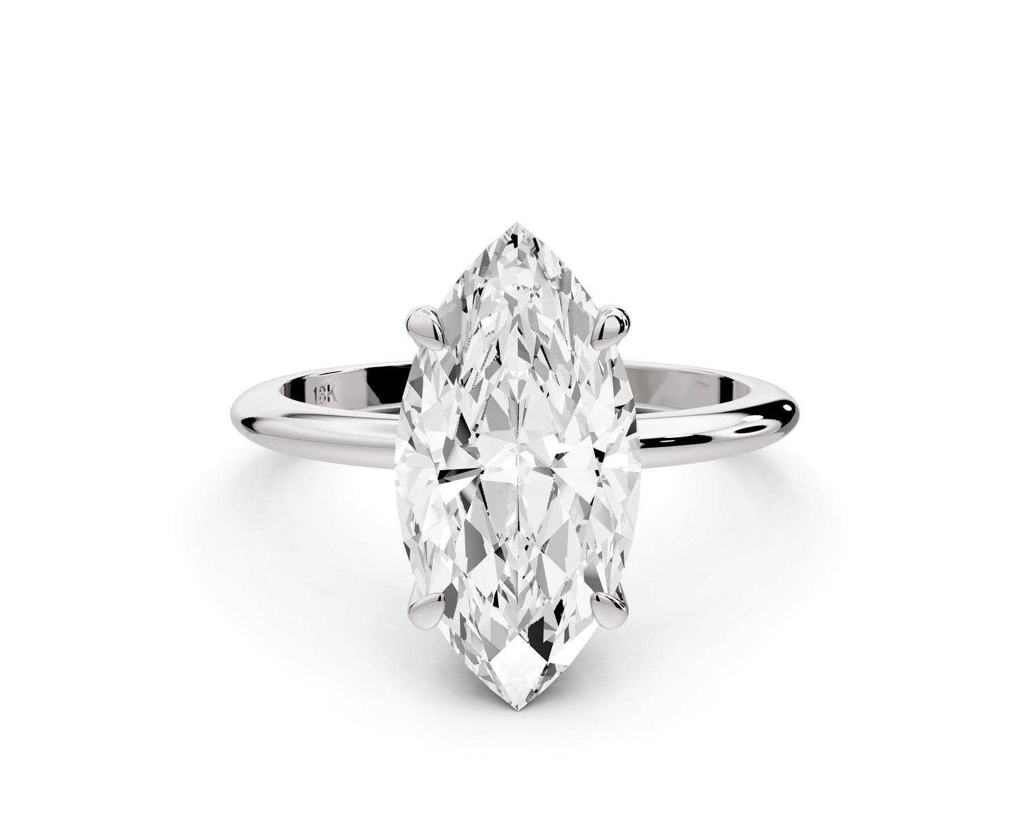 Odessa - 3ct 14k white gold marquise Knife Edge Solitaire Engagement Ring