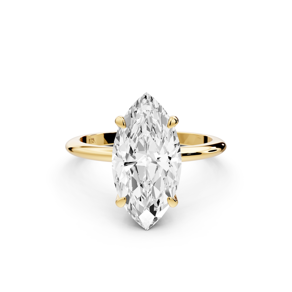 Odessa - 3ct 14k yellow gold marquise Knife Edge Solitaire Engagement Ring
