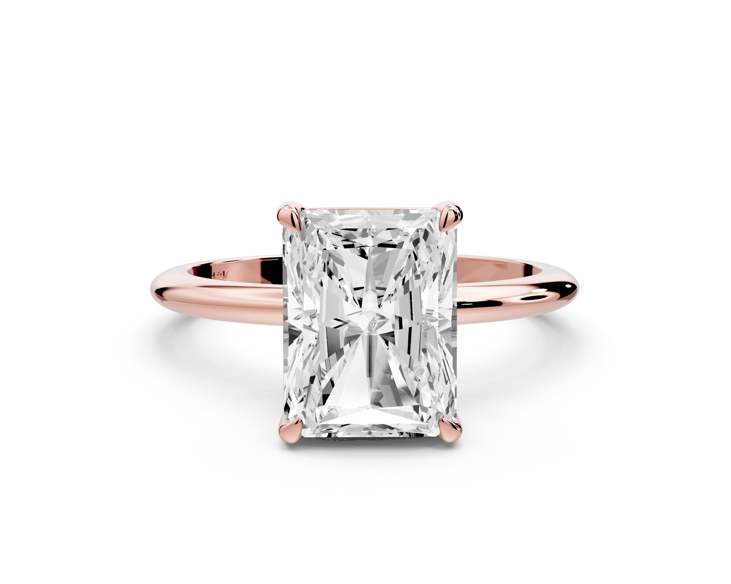 Odessa - 3ct 14k rose gold radiant Knife Edge Solitaire Engagement Ring
