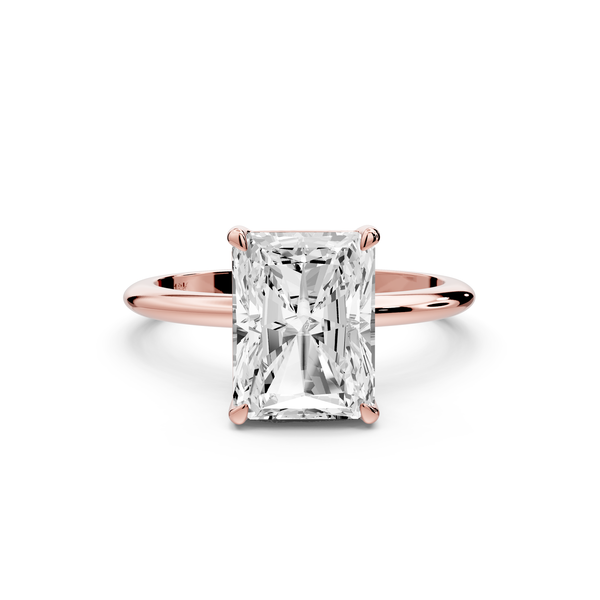 Odessa - 3ct 14k rose gold radiant Knife Edge Solitaire Engagement Ring