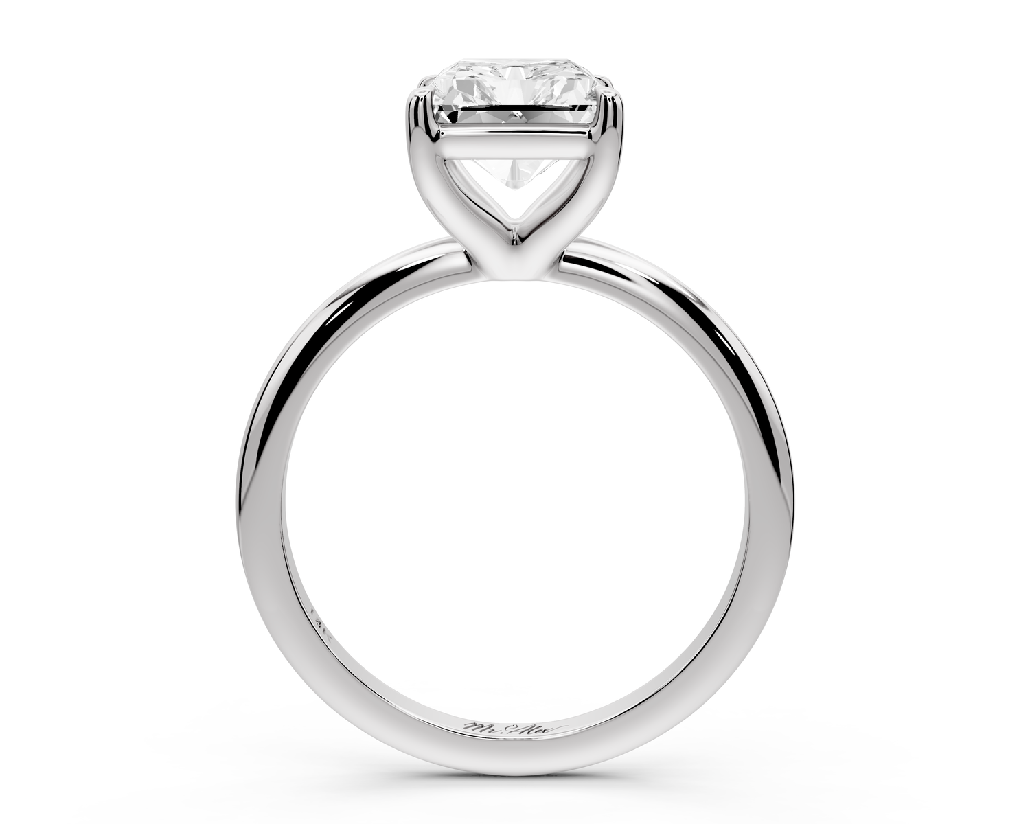 Odessa - 3ct 14k white gold radiant Knife Edge Solitaire Engagement Ring
