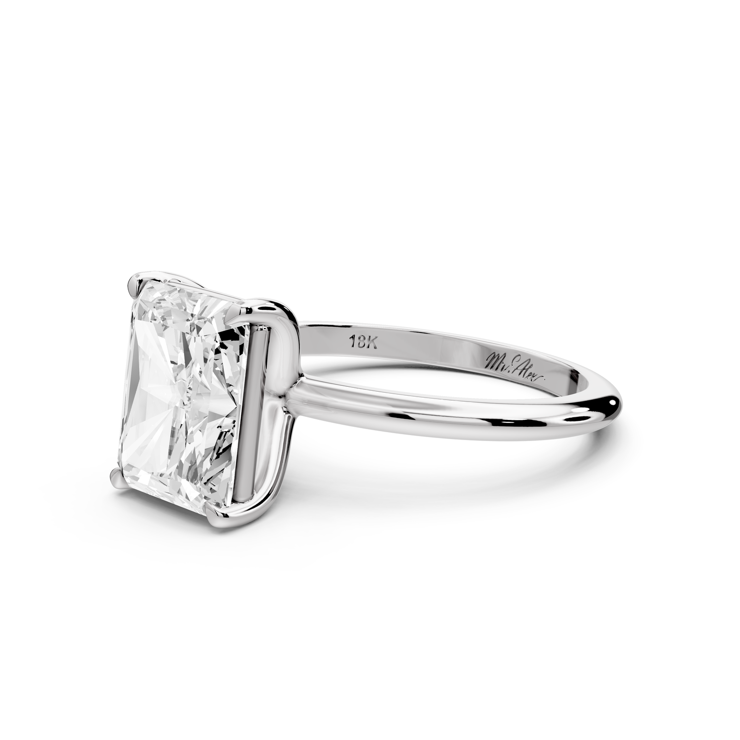 Odessa - 3ct 14k white gold radiant Knife Edge Solitaire Engagement Ring
