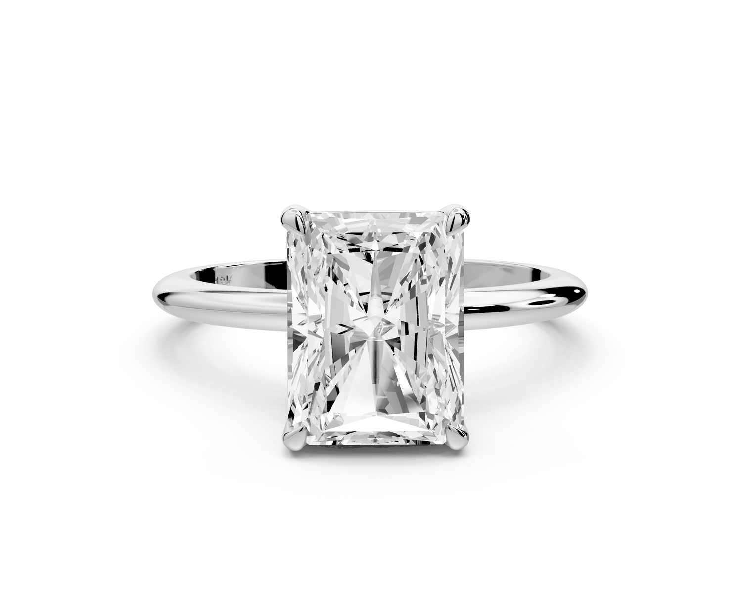 Odessa - 3ct 14k white gold radiant Knife Edge Solitaire Engagement Ring