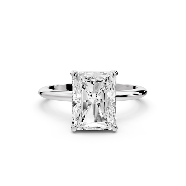 Odessa - 3ct 14k white gold radiant Knife Edge Solitaire Engagement Ring