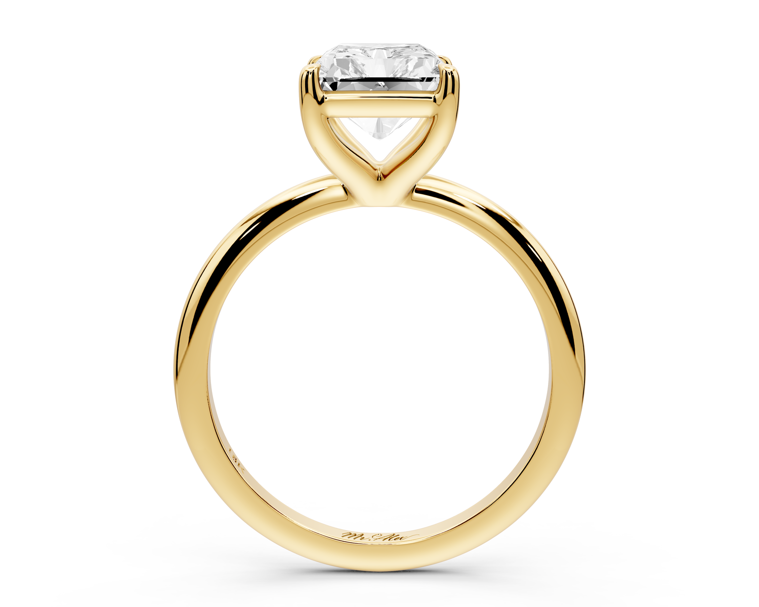 Odessa - 3ct 14k yellow gold radiant Knife Edge Solitaire Engagement Ring