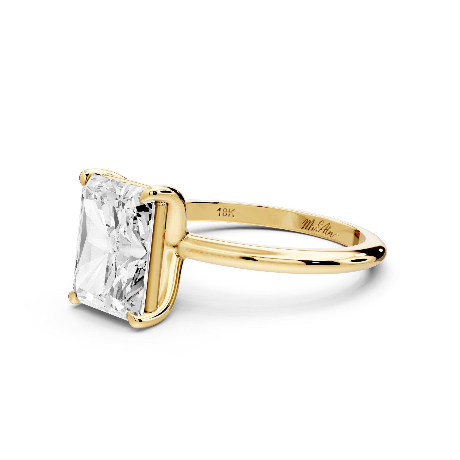 Odessa - 3ct 14k yellow gold radiant Knife Edge Solitaire Engagement Ring