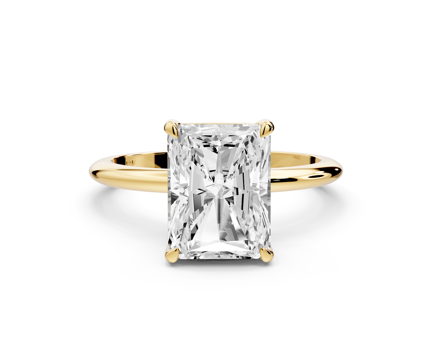 Odessa - 3ct 14k yellow gold radiant Knife Edge Solitaire Engagement Ring