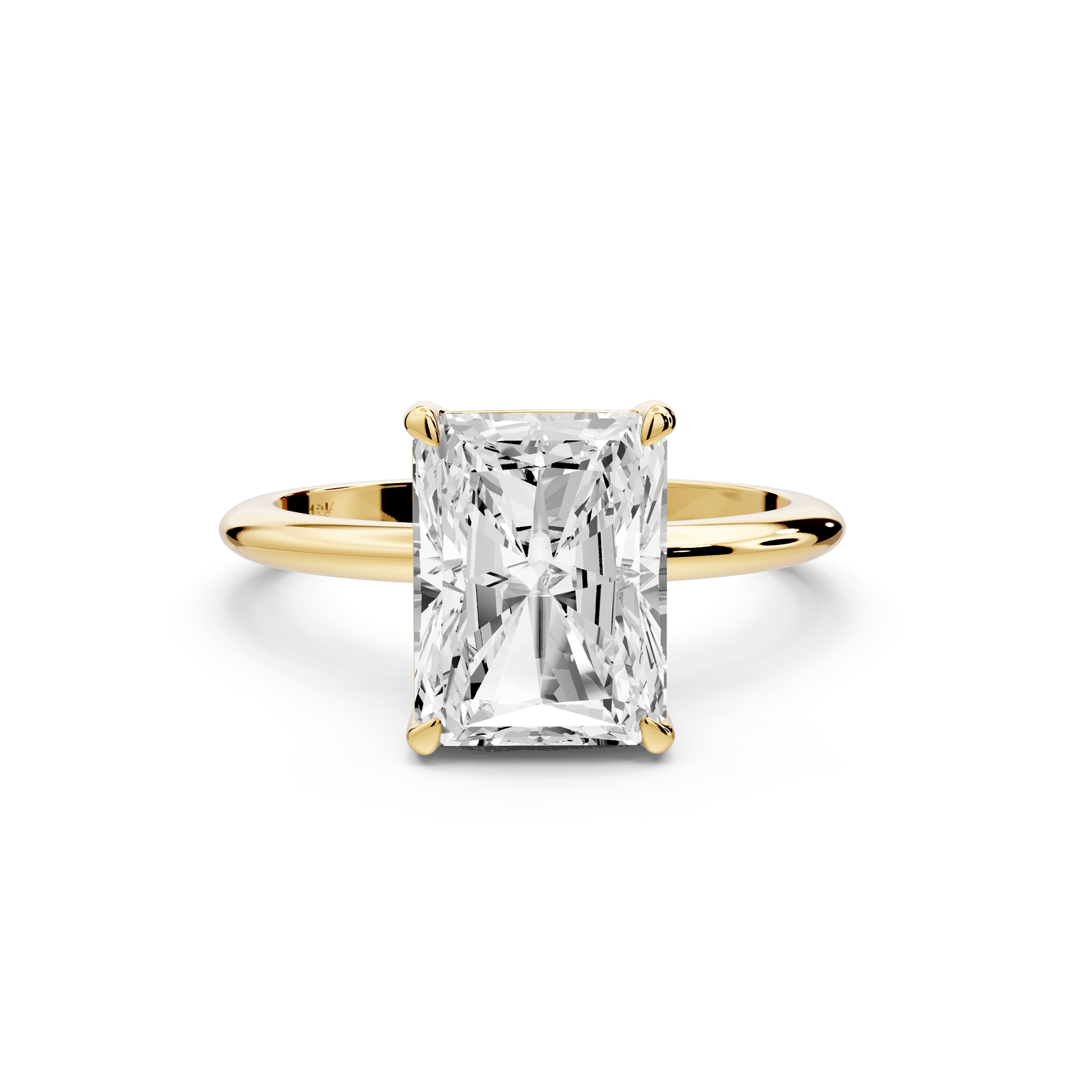 Odessa - 3ct 14k yellow gold radiant Knife Edge Solitaire Engagement Ring