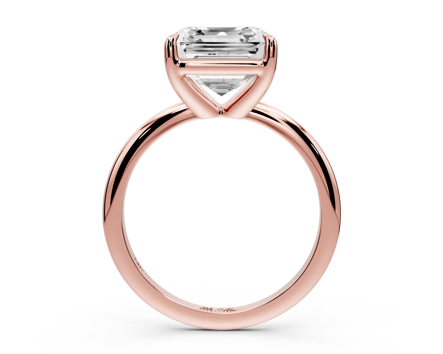 Odessa - 4ct 14k rose gold asscher Knife Edge Solitaire Engagement Ring
