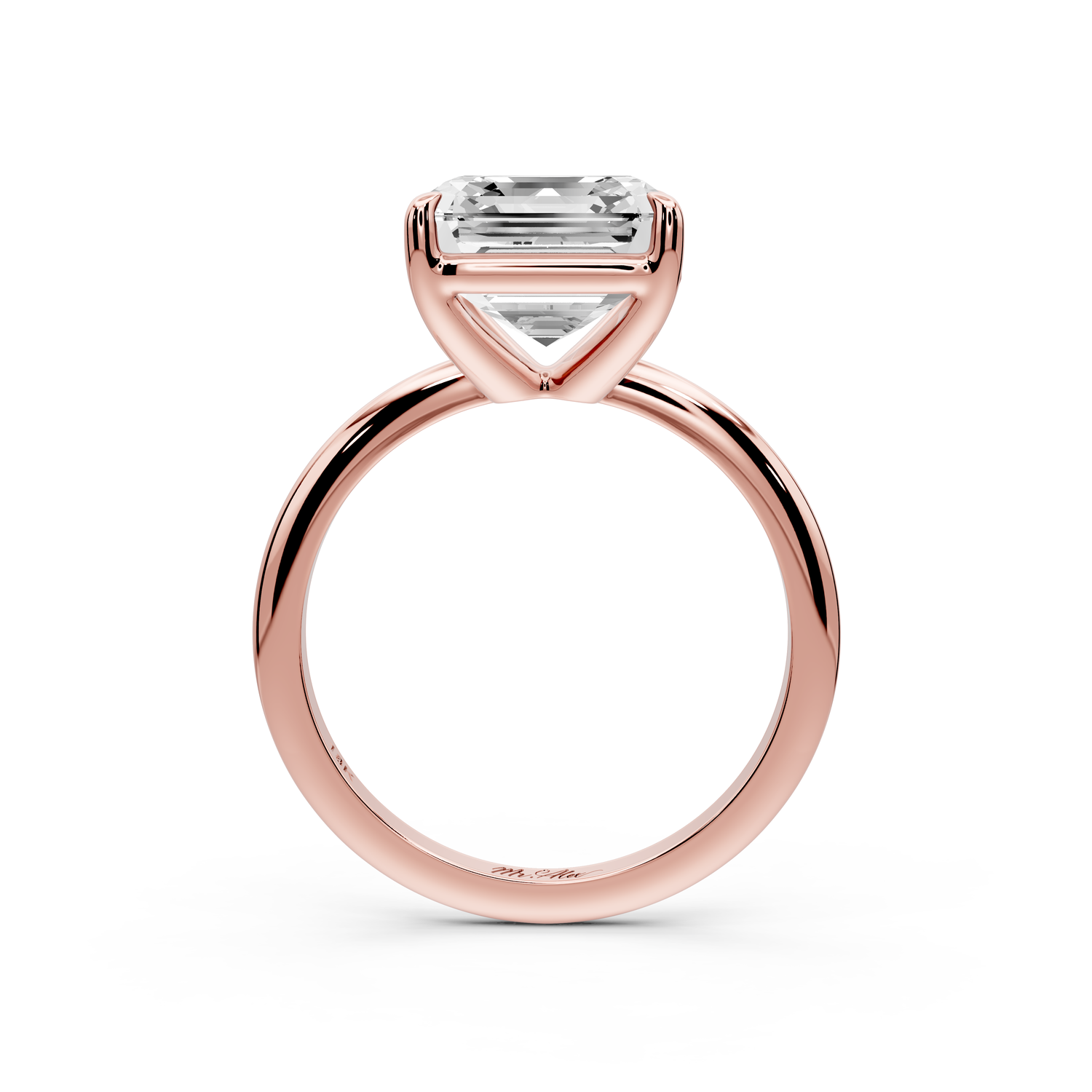 Odessa - 4ct 14k rose gold asscher Knife Edge Solitaire Engagement Ring