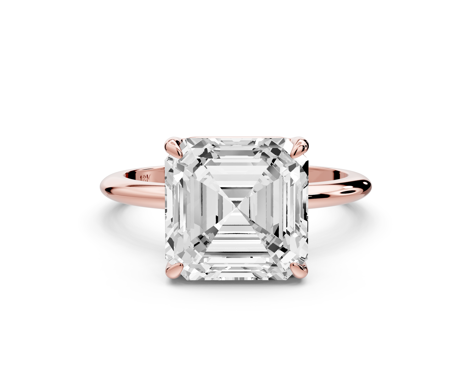 Odessa - 4ct 14k rose gold asscher Knife Edge Solitaire Engagement Ring