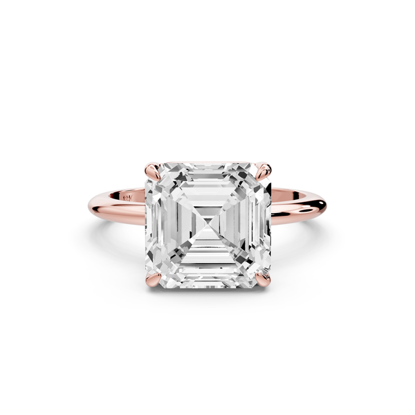 Odessa - 4ct 14k rose gold asscher Knife Edge Solitaire Engagement Ring