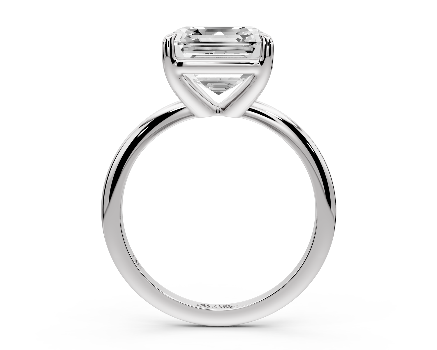 Odessa - 4ct 14k white gold asscher Knife Edge Solitaire Engagement Ring