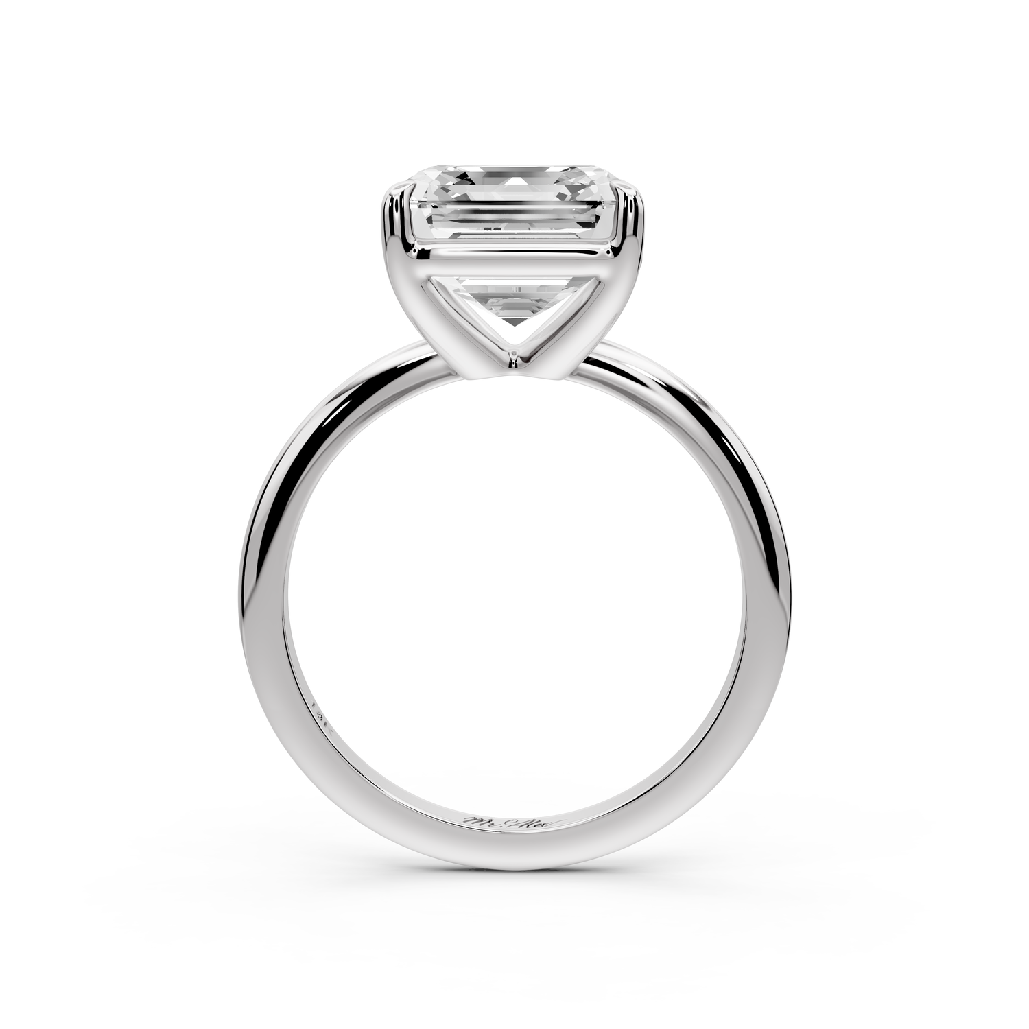 Odessa - 4ct 14k white gold asscher Knife Edge Solitaire Engagement Ring