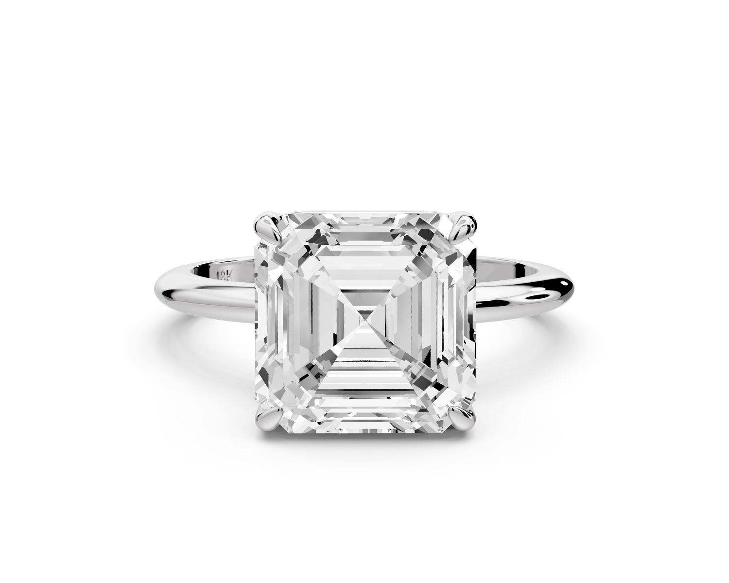 Odessa - 4ct 14k white gold asscher Knife Edge Solitaire Engagement Ring