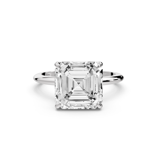 Odessa - 4ct 14k white gold asscher Knife Edge Solitaire Engagement Ring