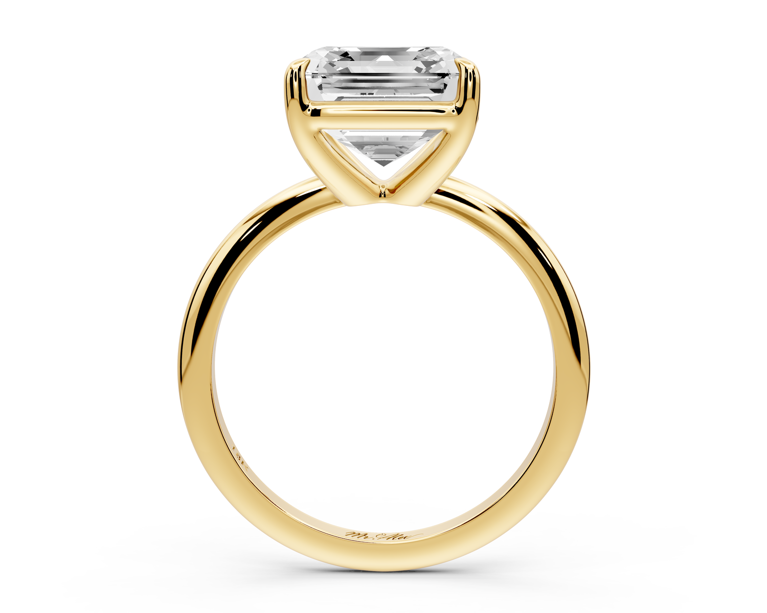 Odessa - 4ct 14k yellow gold asscher Knife Edge Solitaire Engagement Ring