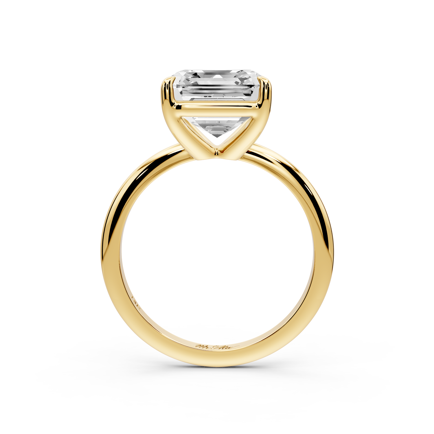 Odessa - 4ct 14k yellow gold asscher Knife Edge Solitaire Engagement Ring