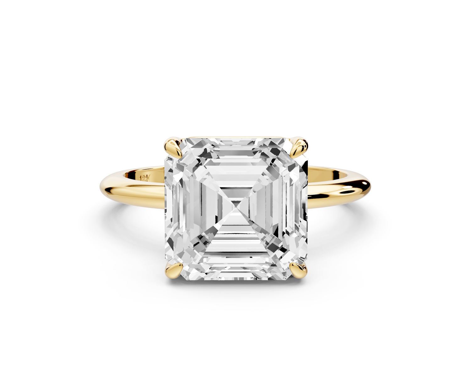 Odessa - 4ct 14k yellow gold asscher Knife Edge Solitaire Engagement Ring