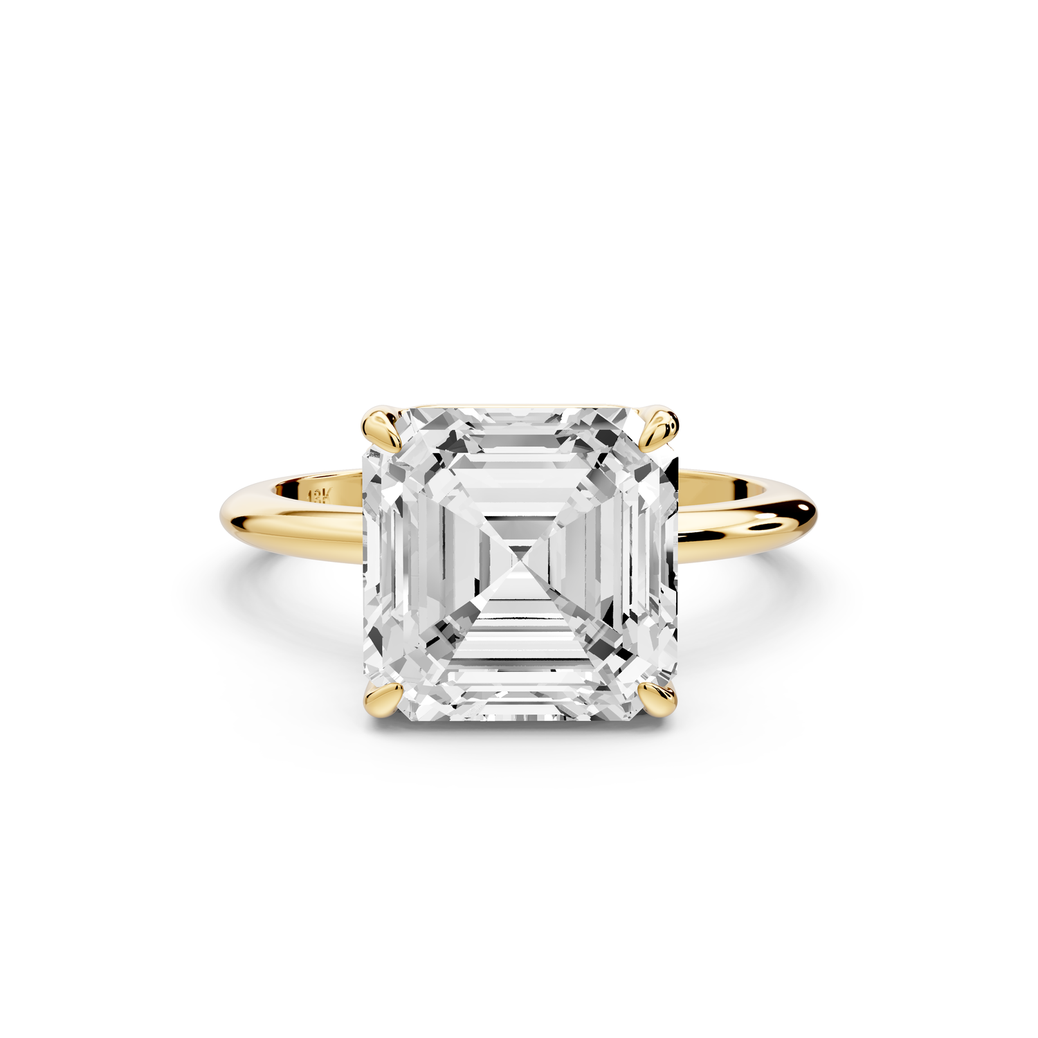 Odessa - 4ct 14k yellow gold asscher Knife Edge Solitaire Engagement Ring
