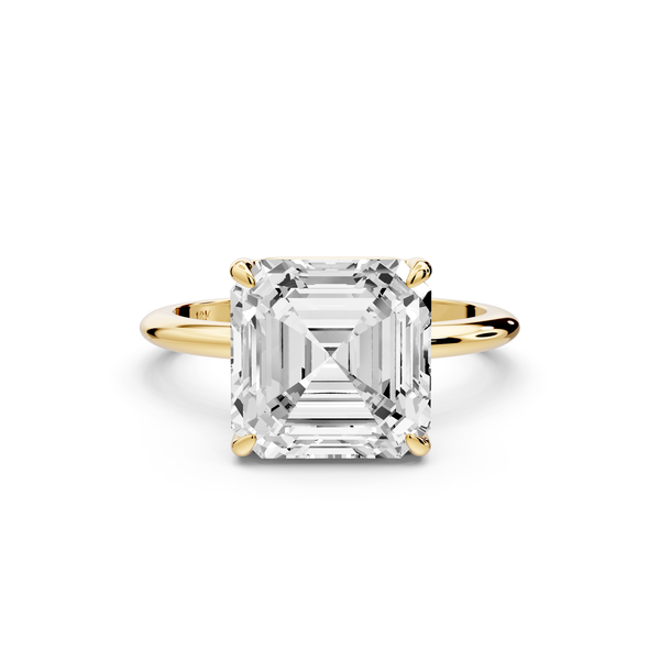 Odessa - 4ct 14k yellow gold asscher Knife Edge Solitaire Engagement Ring