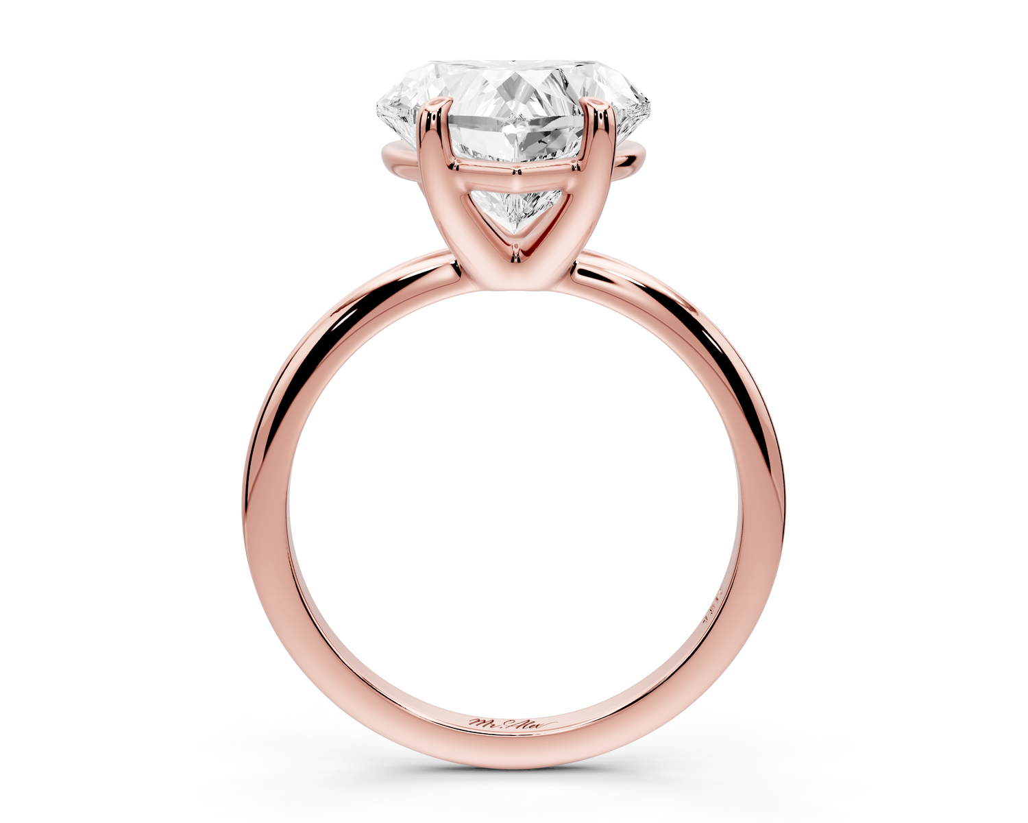 Odessa - 4ct 14k rose gold heart Knife Edge Solitaire Engagement Ring