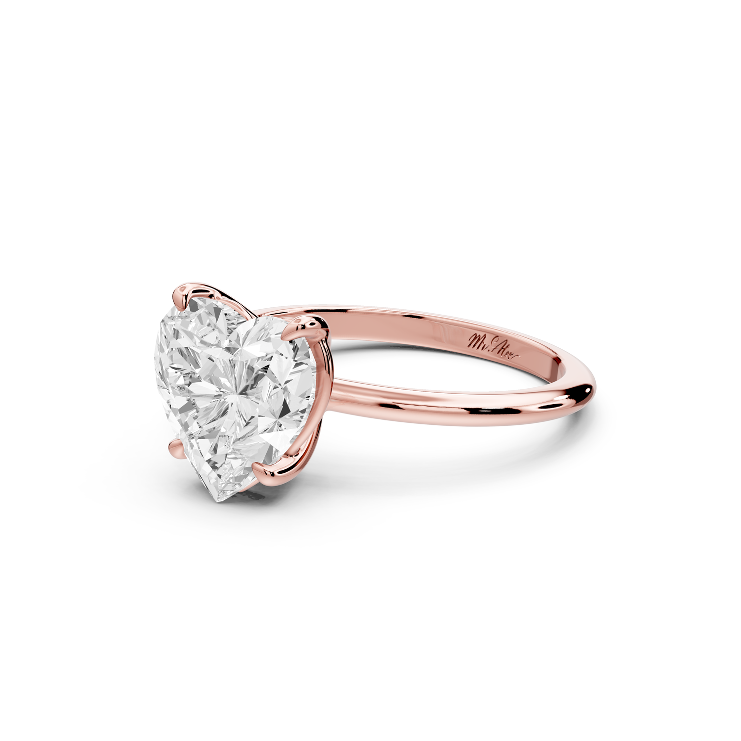 Odessa - 4ct 14k rose gold heart Knife Edge Solitaire Engagement Ring