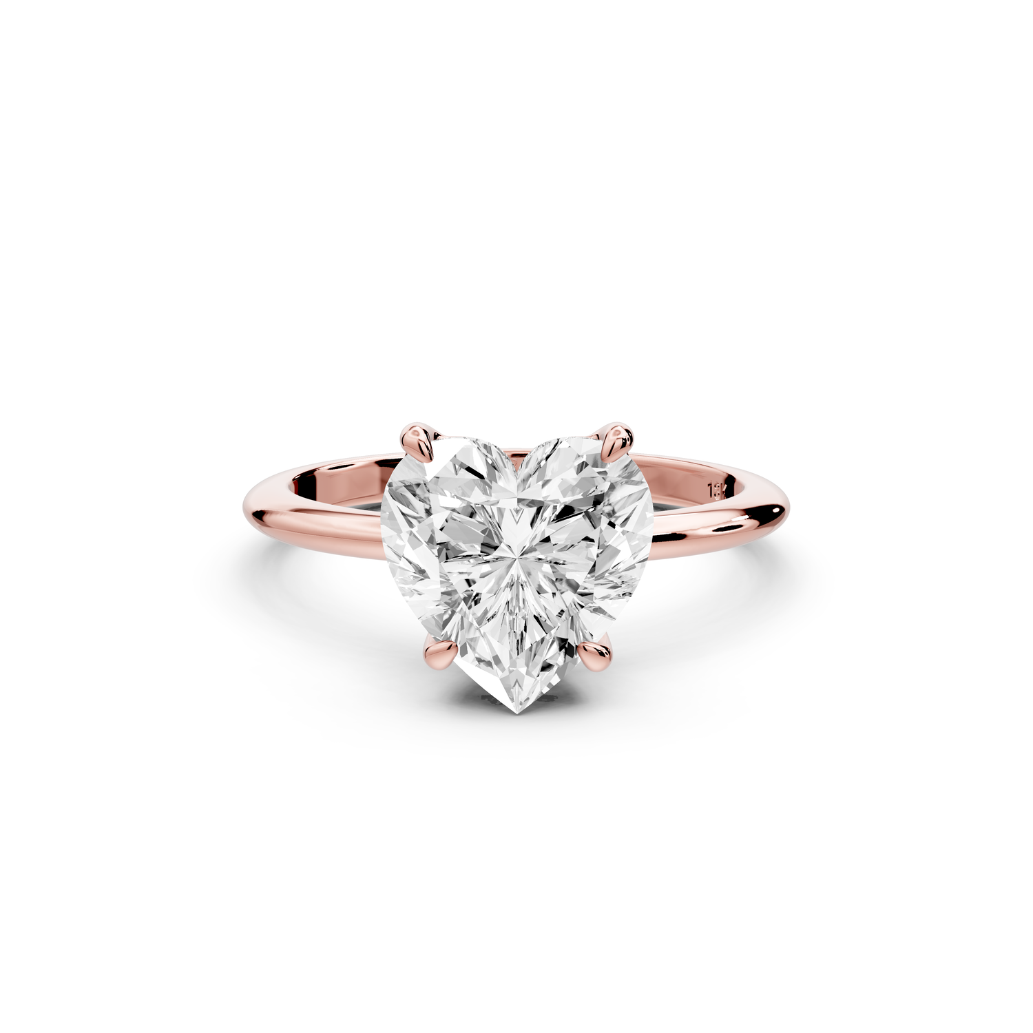 Odessa - 4ct 14k rose gold heart Knife Edge Solitaire Engagement Ring