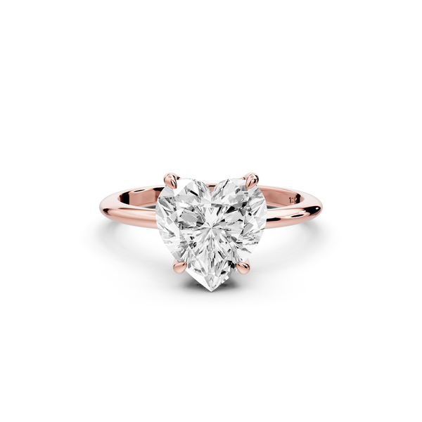 Odessa - 4ct 14k rose gold heart Knife Edge Solitaire Engagement Ring