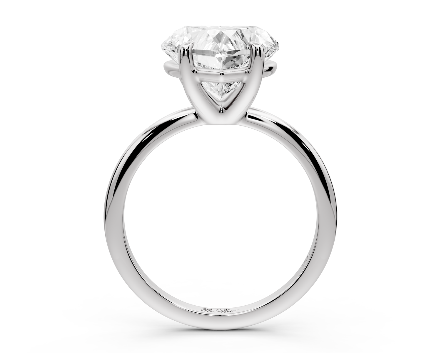 Odessa - 4ct 14k white gold heart Knife Edge Solitaire Engagement Ring
